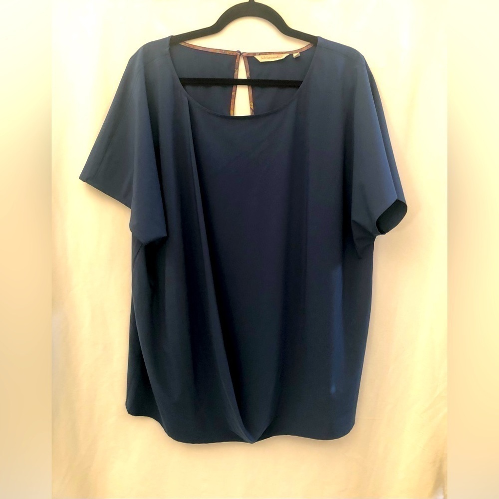 Soft Surroundings Go Lively Travel Tee Draped Tunic Top Navy Blue Size XL - Picture 3 of 11